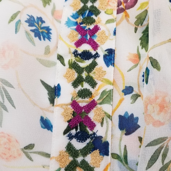 SOFT SURROUNDINGS Art Nouveau Topper Size S Embroidered Kimono Boho Beach Floral - Picture 4 of 11